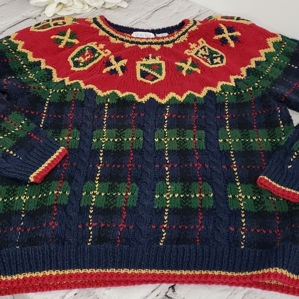 VINTAGE 80s Ashley Hand Knitted Ramie/ Cotton Winter Christmas Sweater EUC - Picture 11 of 12